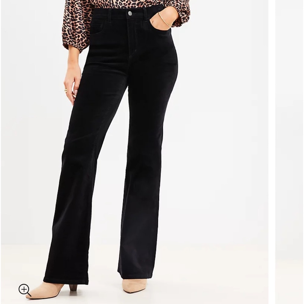 LOFT 5 Pocket Velvet Flare (Color) Black
